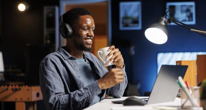 developer-working-new-project-enjoying-live-podcast